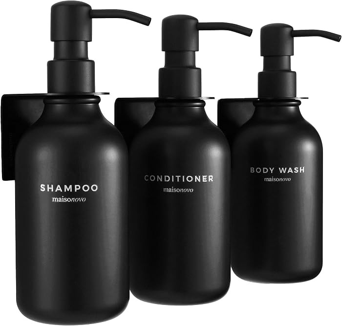 MaisoNovo Shampoo and Conditioner Dispenser|Refillable Black Set of 3 | Amazon (US)
