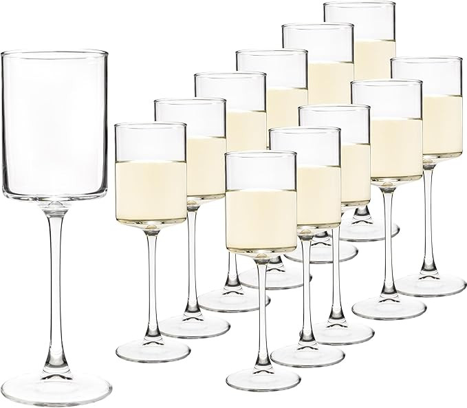 10 oz Square Wine Glasses Set of 12, Long Stem Wine Glass for White & Red Wine, Modern Glasses Se... | Amazon (US)