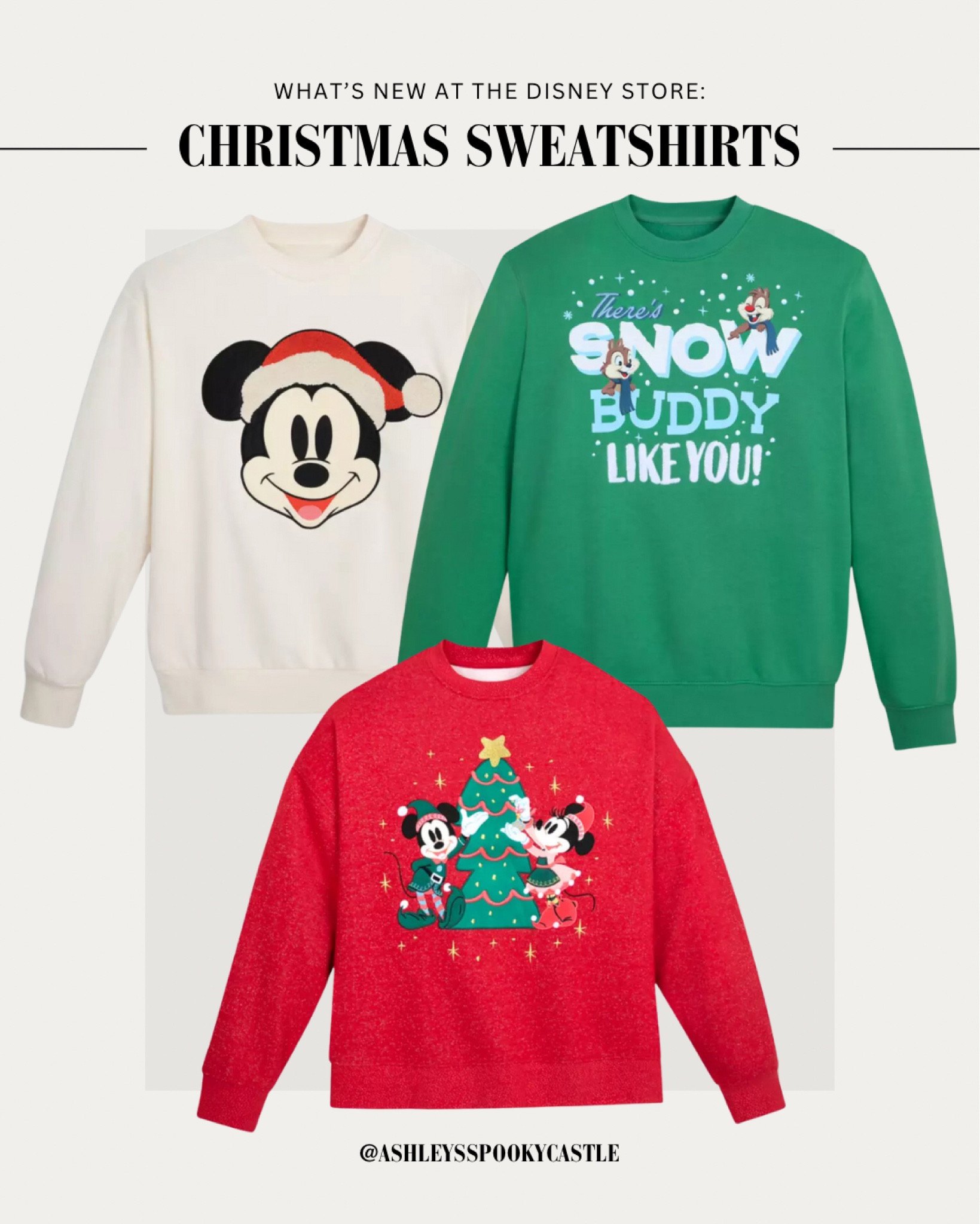 New Disney Christmas sweatshirts available at the Disney Store 

#LTKSeasonal #LTKFindsUnder100