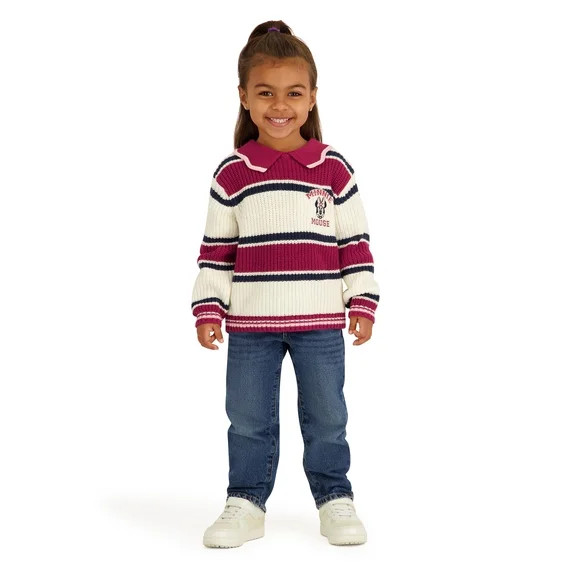 Minnie Mouse Toddler Girls Stripe Sweater, Sizes 12 Months - 5T | Walmart (US)