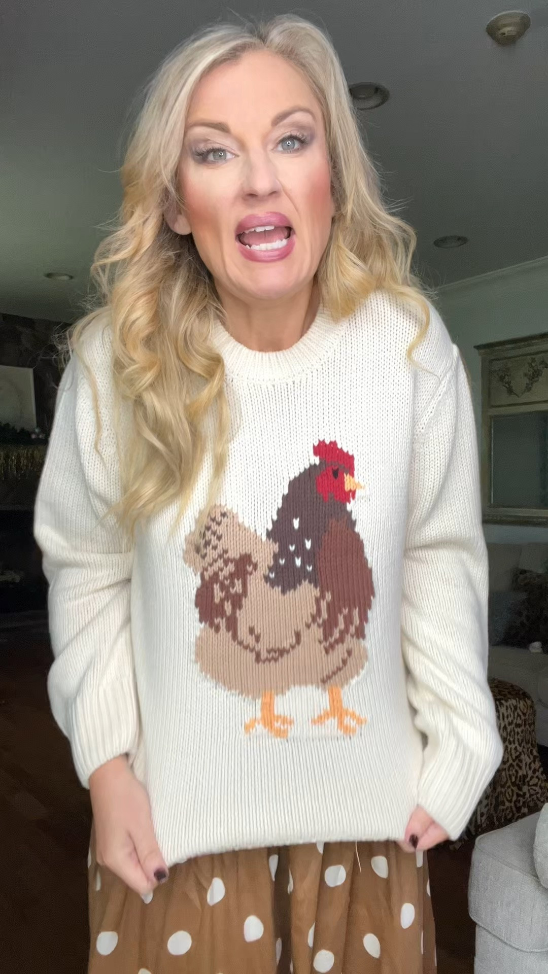 Wearing my true medium in this fun farm animal sweater.  Other colors and animals available.

Wearing a medium in the polka dot midi skirt 

Fall sweater
Sweater weather
Pumpkin patch outfit

#LTKOver40 #LTKMidsize #LTKootd