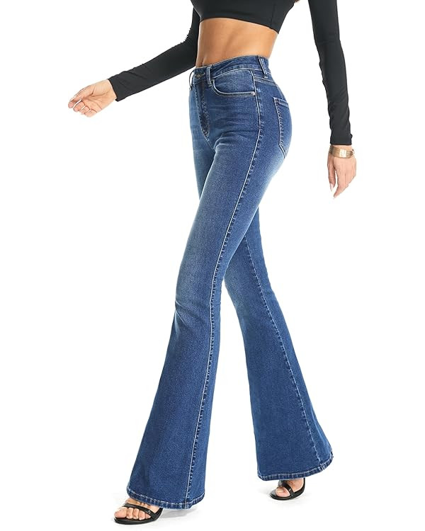 FLYING BANANA Women's Curvy Strtchy Bootcut Flare Denin Jeans | Amazon (US)