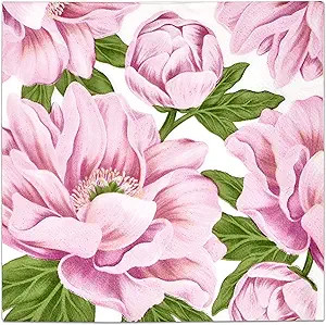 100 Floral Pink Peony Flower Luncheon Napkins 3 Ply Disposable Paper Spring Peonies Flowers Bloss... | Amazon (US)