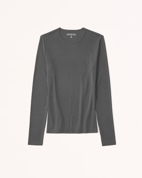Sandwash Rib Long-Sleeve Crew Top | Abercrombie & Fitch (US)