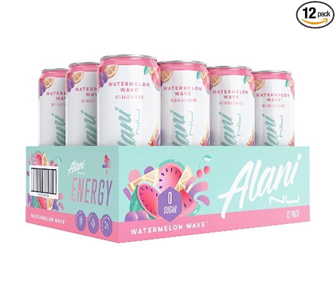 Alani Nu Sugar-Free Energy Drink, Pre-Workout Performance, Watermelon Wave, 12 oz Cans (Pack of 1... | Amazon (US)
