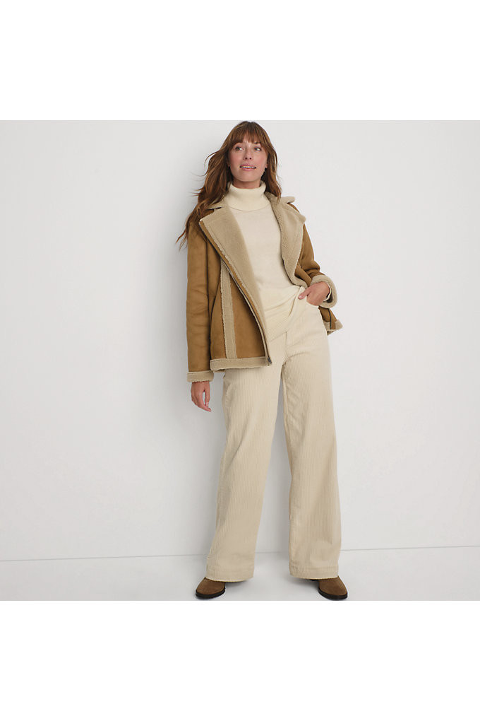 Women's Faux Shearling Jacket - Lands' End - Tan - M | Lands' End (US)