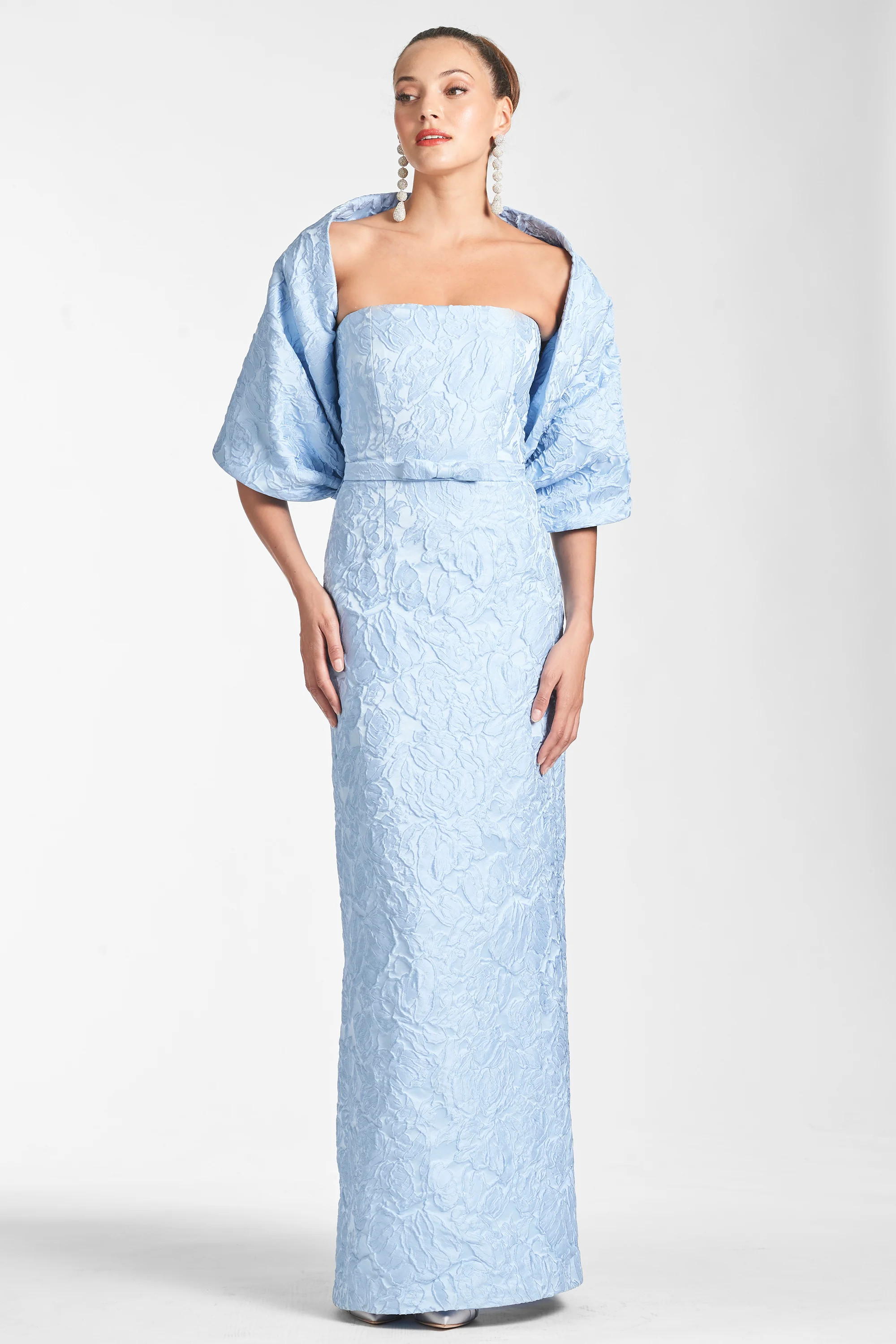 THE HUG SHAWL - ICE BLUE JACQUARD CLOQUE | Sachin and Babi