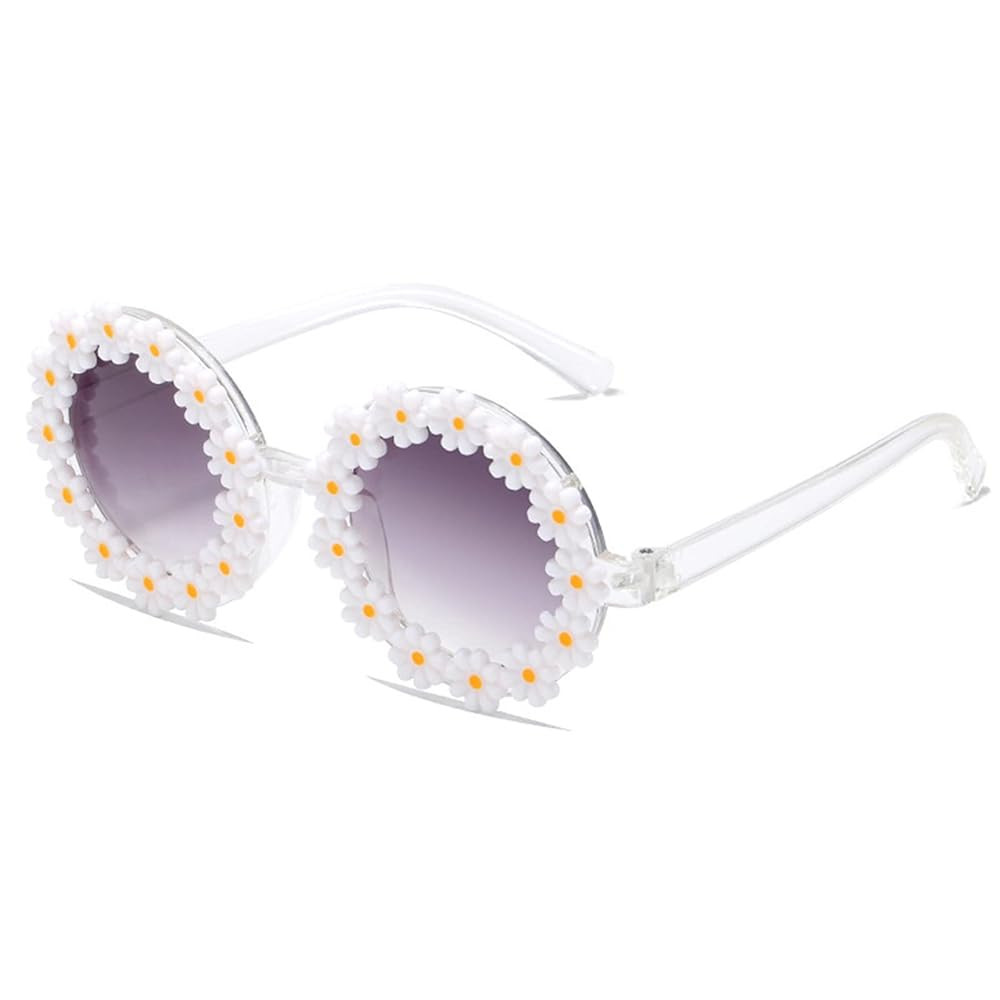 Girls round Flower Sunglasses Flower Cute Glasses UV 400 Protection for Outdoor Beach | Amazon (US)