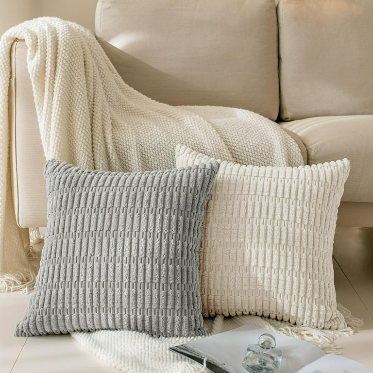 Softalker Throw Pillow Covers, Decorative Corduroy Soft Boho Striped Pillow Cases 20x20 Inch Set ... | Walmart (US)