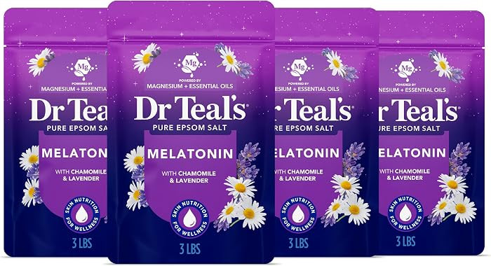 Dr Teal's Pure Epsom Salt, Melatonin Sleep Soak with Essential Oil Blend, 3 lb (Pack of 4) | Amazon (US)