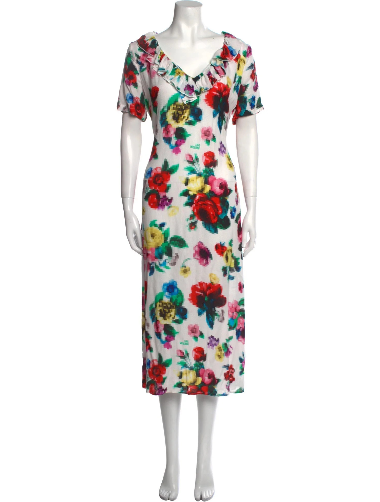 Love Moschino Floral Print Midi Length Dress - White Dresses, Clothing - WLH36043 | The RealReal | The RealReal