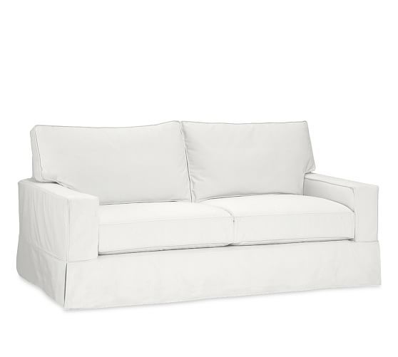 PB Comfort Square Arm Slipcovered Sleeper Sofa With Memory Foam Mattress | Pottery Barn (US)