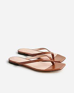 Capri thong sandals in leather Brown sandals Brown Slides Brown Slide Sandals 2024 Brown Shoes | J.Crew US
