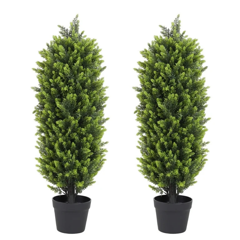 3FT Boxwood Outdoor Topiary Set of 2 Fake Plant Topiary Trees Artificial Outdoor with Sturdy Pot ... | Walmart (US)