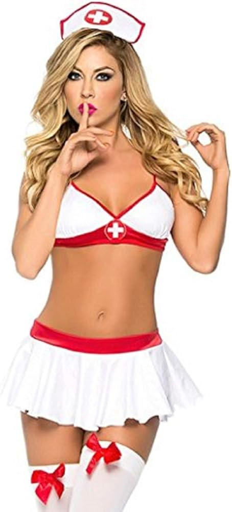 Naughty Nurse Uniform Sling Sheer Lingerie Set Halloween Dress Socks | Amazon (US)