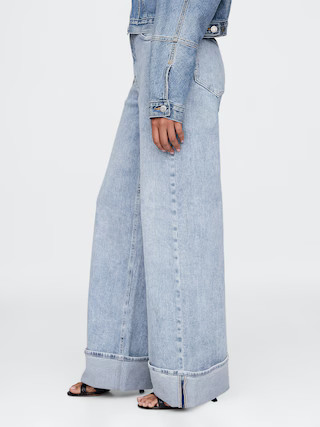 High Rise Stride Cuffed Wide-Leg Jeans | Gap (US)