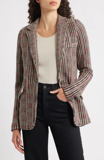 NIC+ZOE Plaid Femme Contour Knit Jacket in Pink Multi at Nordstrom Rack, Size X-Large | Nordstrom Rack