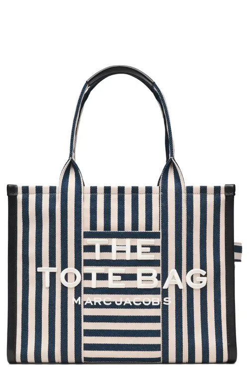 Marc Jacobs The Stripe Canvas Large Tote Bag in Blue Sea Multi at Nordstrom | Nordstrom