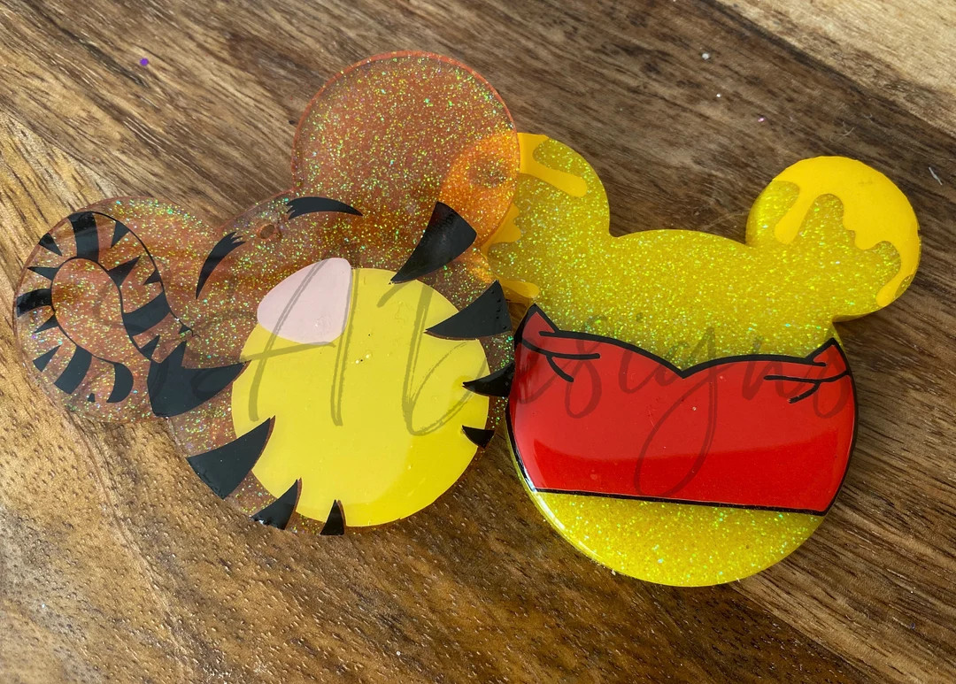 Winnie the Pooh inspired acrylic keychain, badge reel, phone grip l Tigger keychain badge reel ph... | Etsy (US)