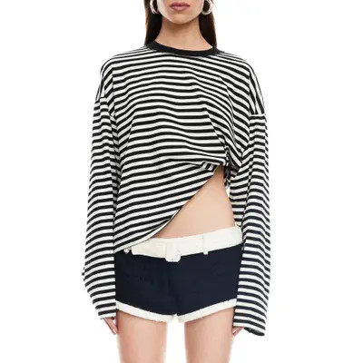 LIONESS Bloom Stripe Top in Beige Stripe at Nordstrom, Size Large | Nordstrom