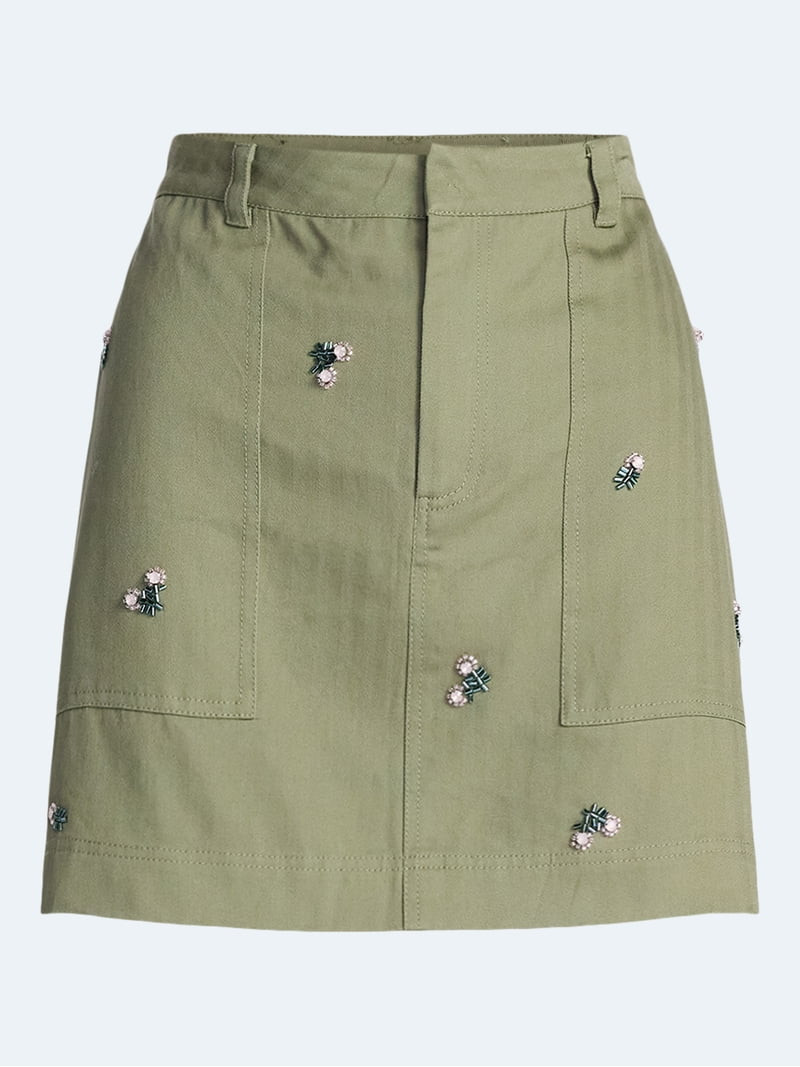 Free Assembly Women's and Women's Plus Embellished Cotton Carpenter Mini Skirt, Sizes 0-26W - Wal... | Walmart (US)