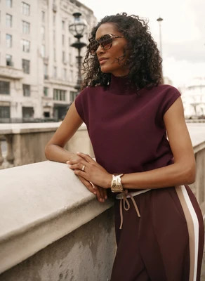 Burgundy Wool Blend Fine Knit Top | Mint Velvet - US