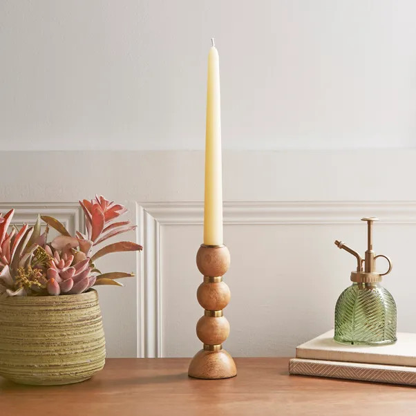 Wooden Candlestick Holder | Dunelm