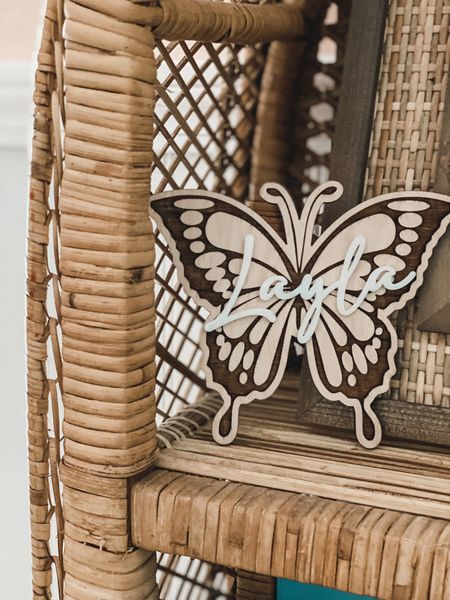 Custom name sign 🦋 this is one of my favorite pieces in the nursery! Custom name wooden sign on a butterfly. Perfect for a name announcement, too!! 

#LTKbaby #LTKbump #LTKfamily
