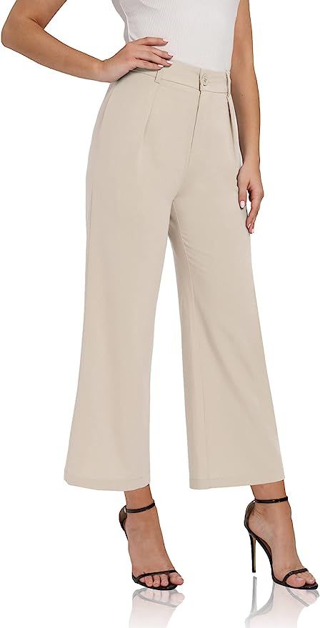 siliteelon Women High Waist Casual Wide Leg Long Palazzo Pants Trousers Comfy Work Dress Pants | Amazon (US)