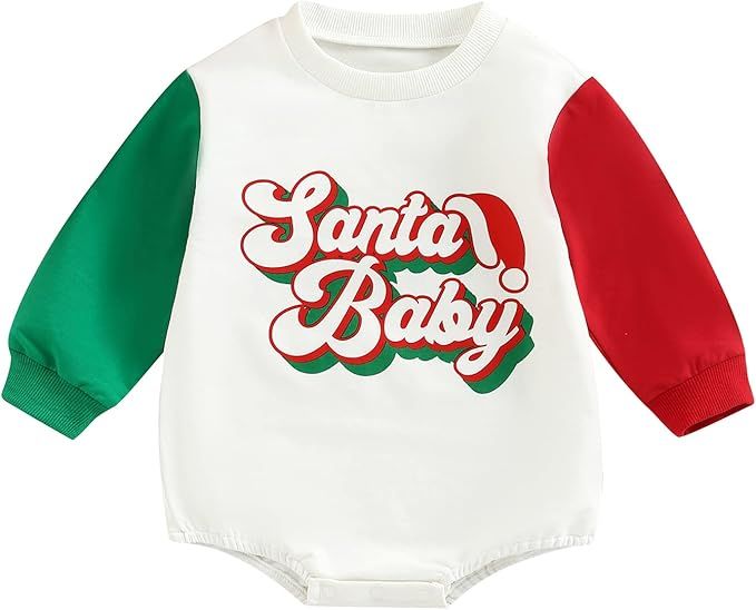 Karuedoo Christmas Baby Boy Girl Clothes Santa Claus Romper Sweatshirt Onesie Crewneck Oversized ... | Amazon (US)