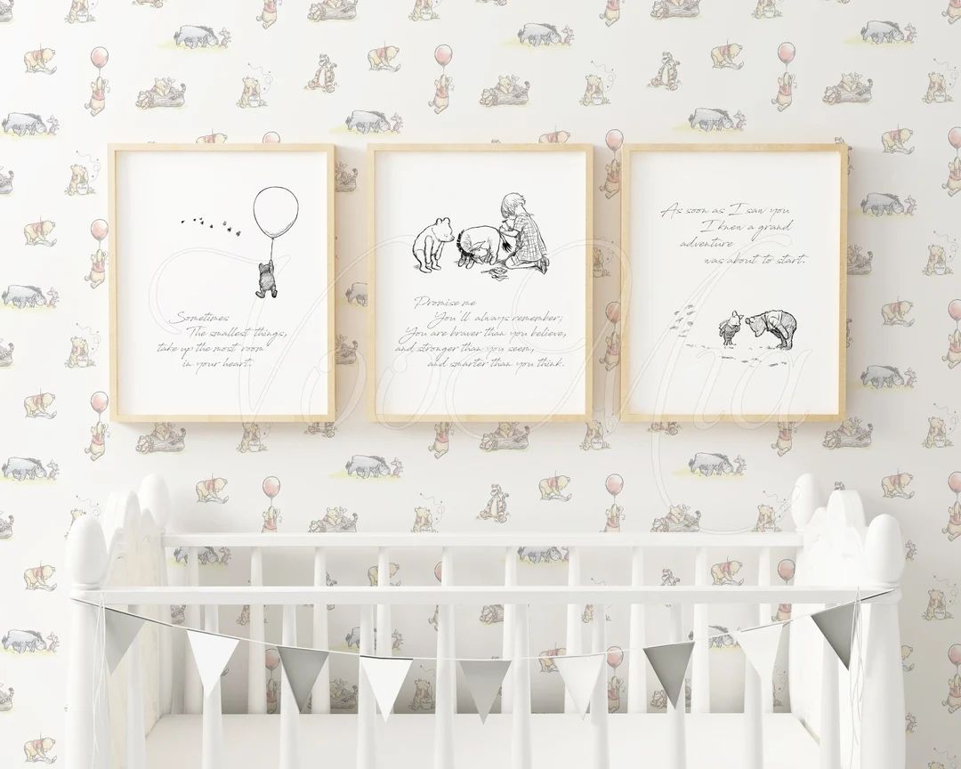 Set of 3 Winnie the Pooh Quote, Nursery Print Decor, Classic Winnie Picture Gift, Vintage - Etsy | Etsy (US)