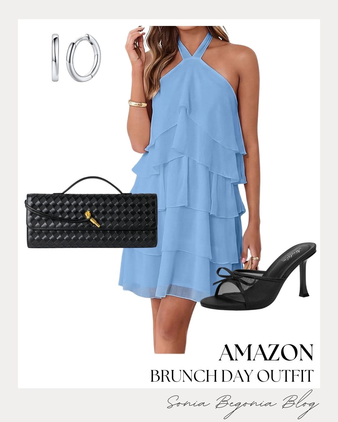 Headed out for brunch? This stunning light blue tiered halter mini dress from Amazon is the perfect combination of breezy and chic for your next daytime outing.

I paired it with a black woven clutch, matching black bow heeled mules, and simple silver hoops. ✨

#LTKunder50 #AmazonFinds #BrunchOutfit #HalterDress #TieredDress #SummerStyle #BrunchLook #SoniaBegoniaBlog

#LTKootd #LTKSeasonal