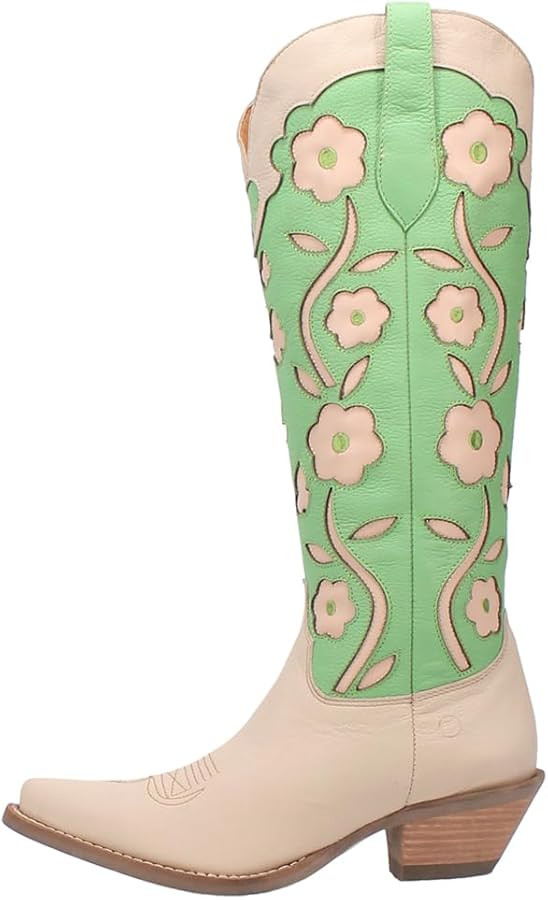 Dingo Womens Goodness Gracious Floral Round Toe Casual Boots Over the Knee Mid Heel 2-3" - Brown | Amazon (US)