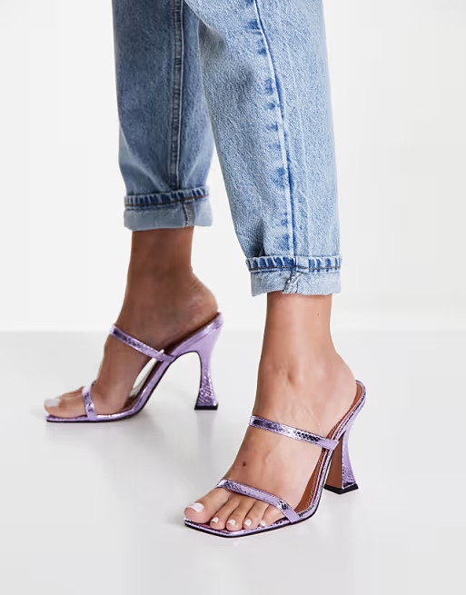 ASOS DESIGN Wide Fit Nasia heeled mules in lilac | ASOS (Global)