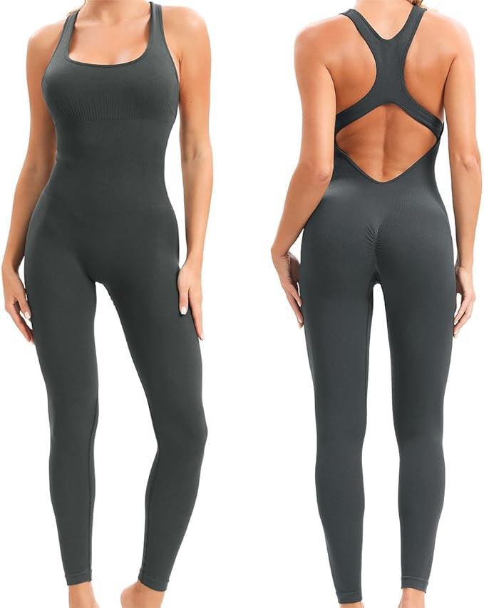 SHIZEN Womens Workout Romper Seamless Yoga One Piece Tummy Control Tank Tops Jumpsuits Unitard | Amazon (US)