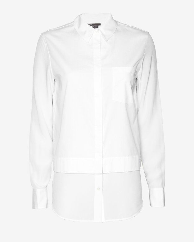 Vince Double Layer Buttondown Shirt: White | Intermix