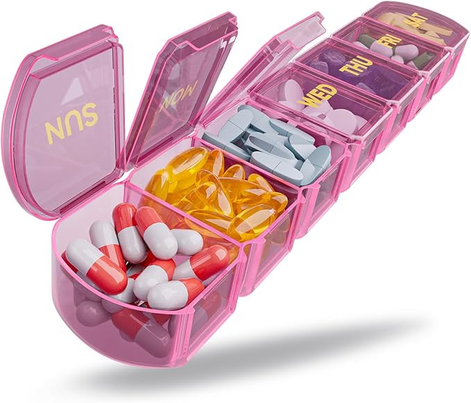 Large Pill Organizer Weekly - SHIJOINYU 7 Day Pill Box with Easy-Open Design, Daily Medicine Pill... | Amazon (US)