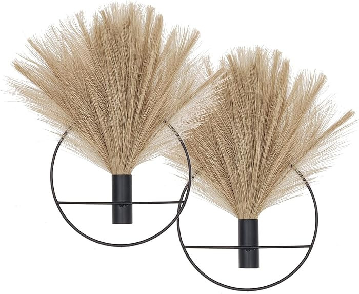 Pretty Jolly Boho Wall Decor, Wall-Mounted Metal Art, Hanging Artificial Pampas Display, Living R... | Amazon (US)