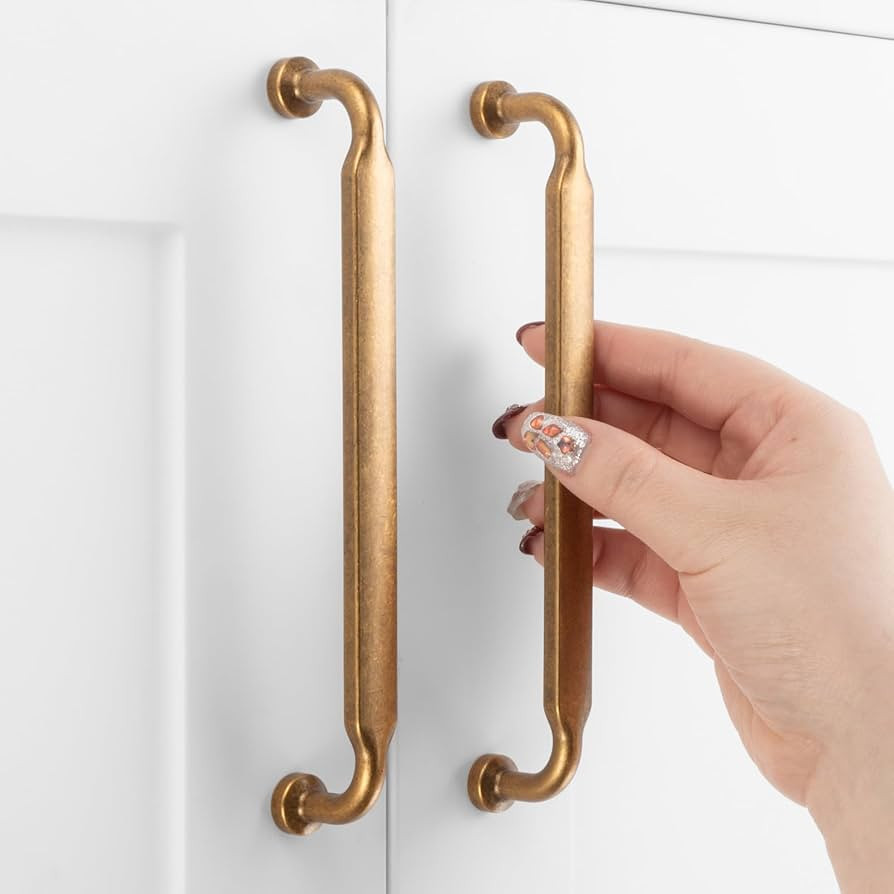 6-1/4 Inch Hole Centers, Antique Brass Footed Kitchen Cabinet Pull Handle ZP2302 | Pack of 10, So... | Amazon (US)