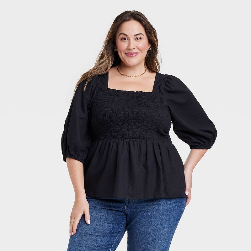 Women's Puff Elbow Sleeve Peplum T-Shirt - Ava & Viv™ | Target
