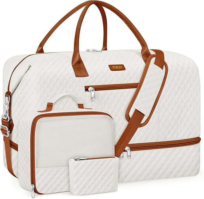 Weekender Bag for Women, Travel Duffel Bag Carry On Overnight Bag with Shoe Compartment Large Nyl... | Amazon (US)