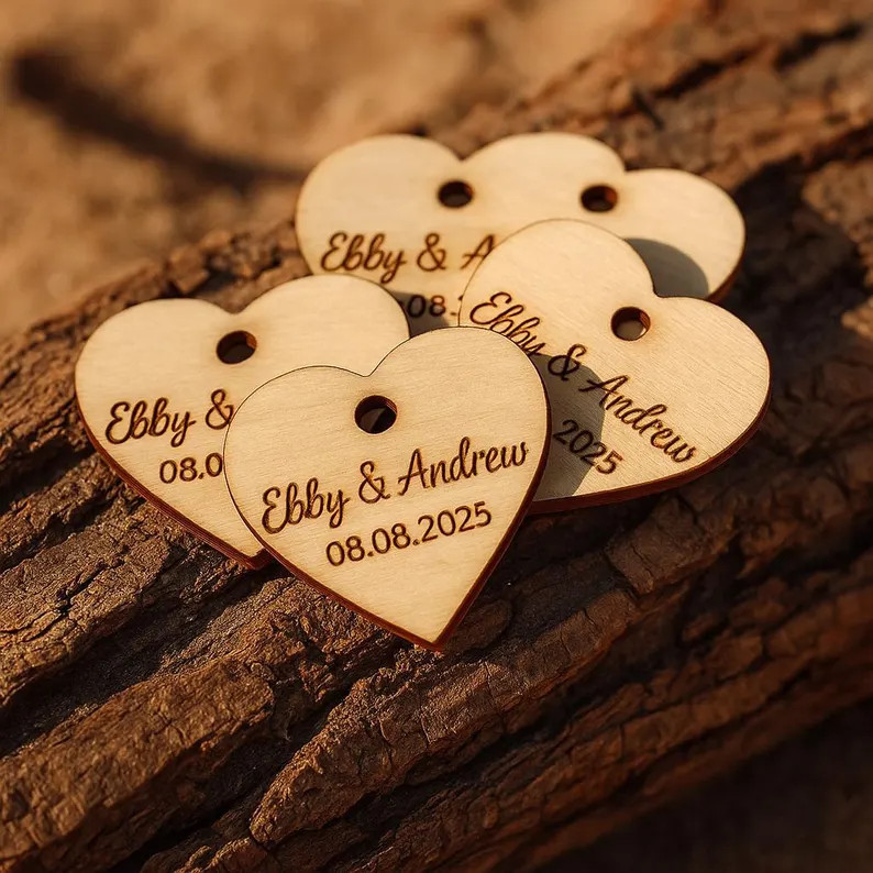 Personalized Wedding Favors, Wedding Tags With Names, Wood Heart Tags, Wedding Hearts, Custom Gif... | Etsy (US)