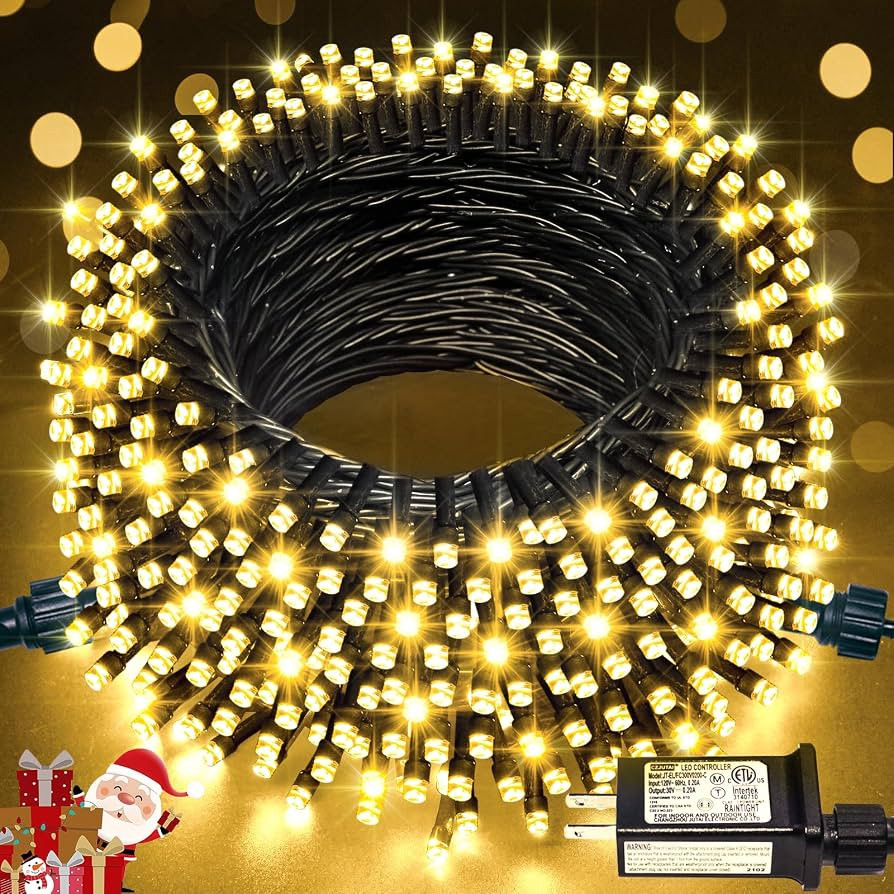 JMEXSUSS 66ft 200 LED Christmas Lights Outdoor, Warm White Christmas Tree Lights Indoor Plug in, ... | Amazon (US)