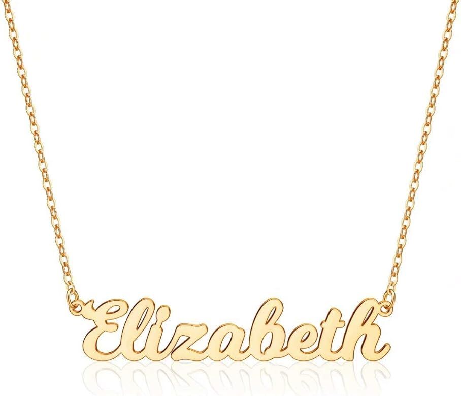 Ursteel Custom Name Necklace Personalized, 14K Gold Plated Personalized Name Necklace Dainty Name Pl | Amazon (US)
