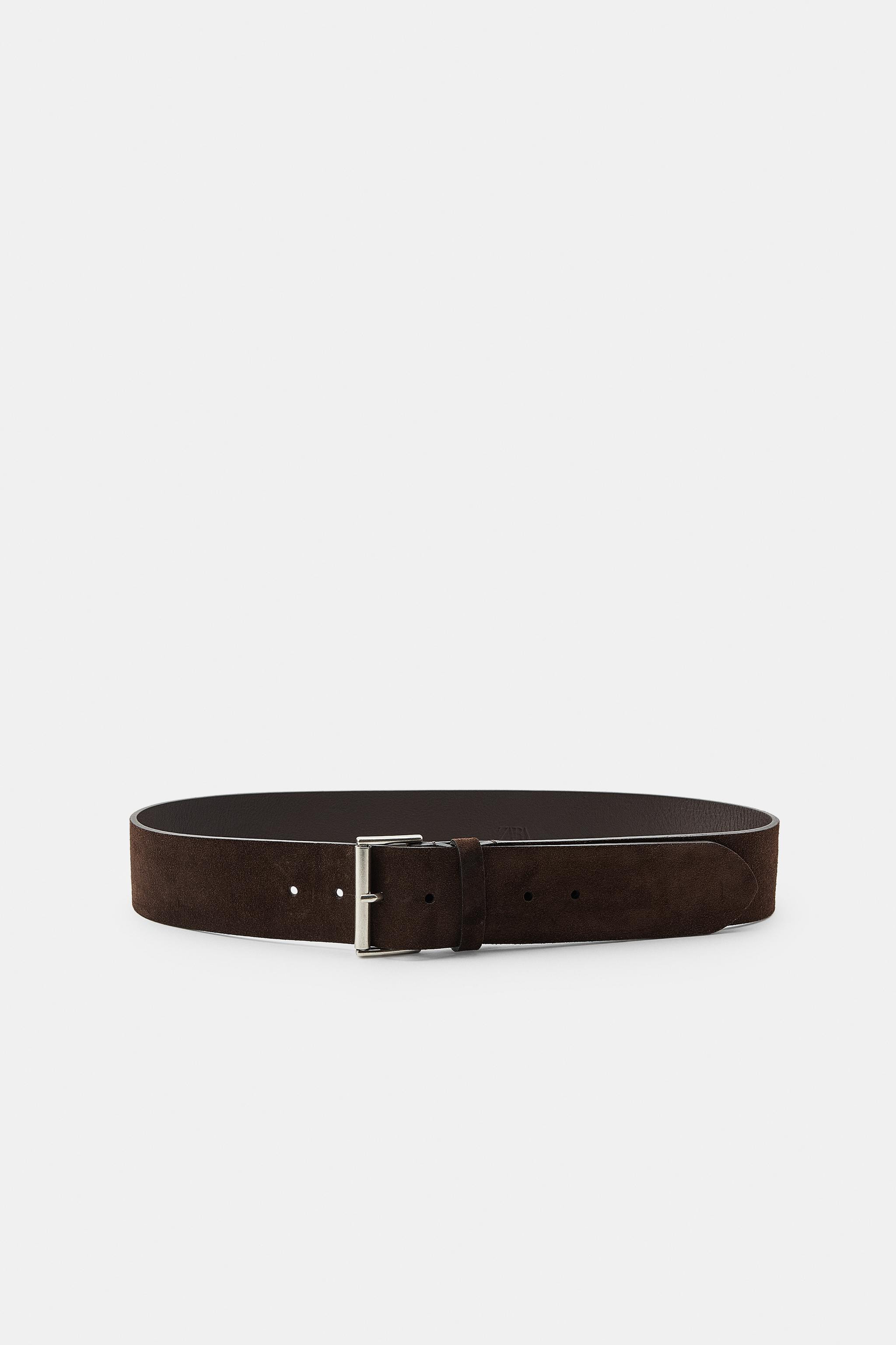 SQUARE BUCKLE SPLIT LEATHER BELT | Zara US