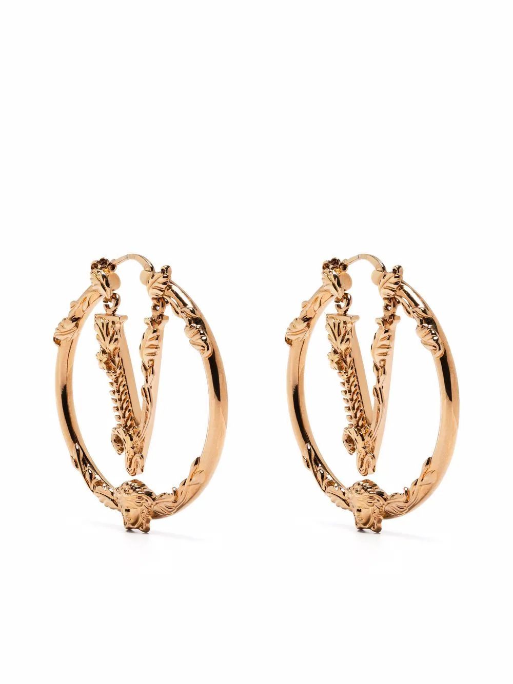 VersaceVirtus hoop earrings$368 | Farfetch Global