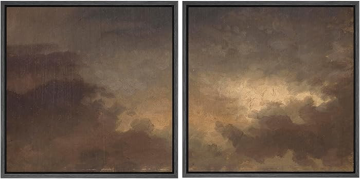 SIGNFORD Framed Canvas Print Wall Art Set Moody Brown Cloudscape Abstract Sky Dark Neutral Illust... | Amazon (US)