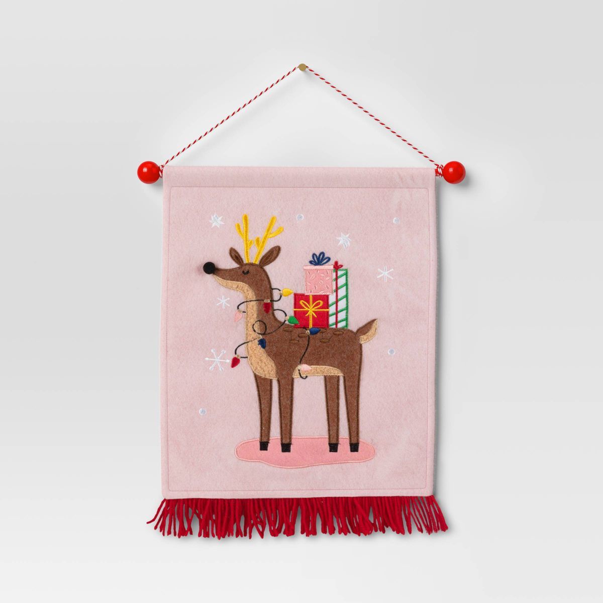 15.25" Fabric Reindeer Hanging Wall Décor Pink - Wondershop™ | Target