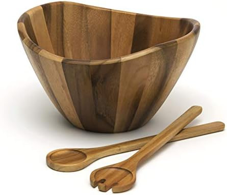 Lipper International Acacia Large Wave Bowl with Servers | Amazon (US)