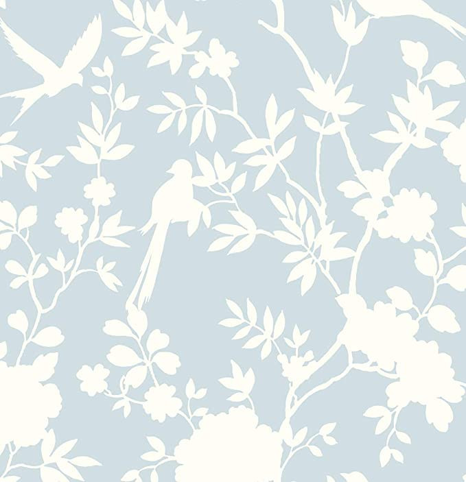 Lillian August Luxe Ocean Haven Mono Toile Peel and Vinyl Stick Wallpaper (Hampton Blue) - One | Amazon (US)